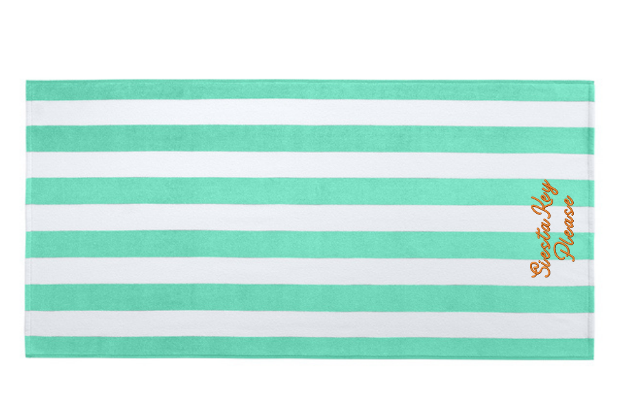 Siesta Key Beach Towel - mint/orange