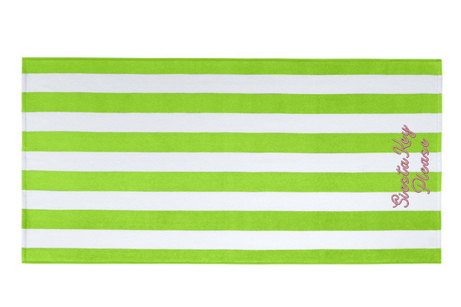 Siesta Key Beach Towel - Lime Green / Pink