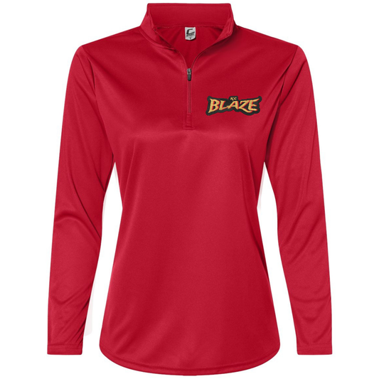 Women's Quarter Zip Pullover - Blaze Logo
