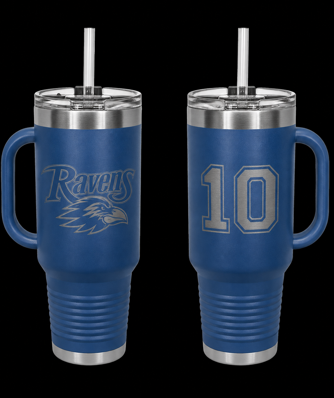 Polar Camel 40 oz. Blue Travel Mug with Snap Lid & Straw