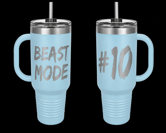 Polar Camel 40 oz. Light Blue Travel Mug with Snap Lid & Straw