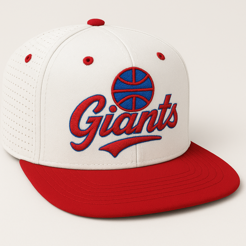 Youth/Adult Flat Bill Hat - White/Red