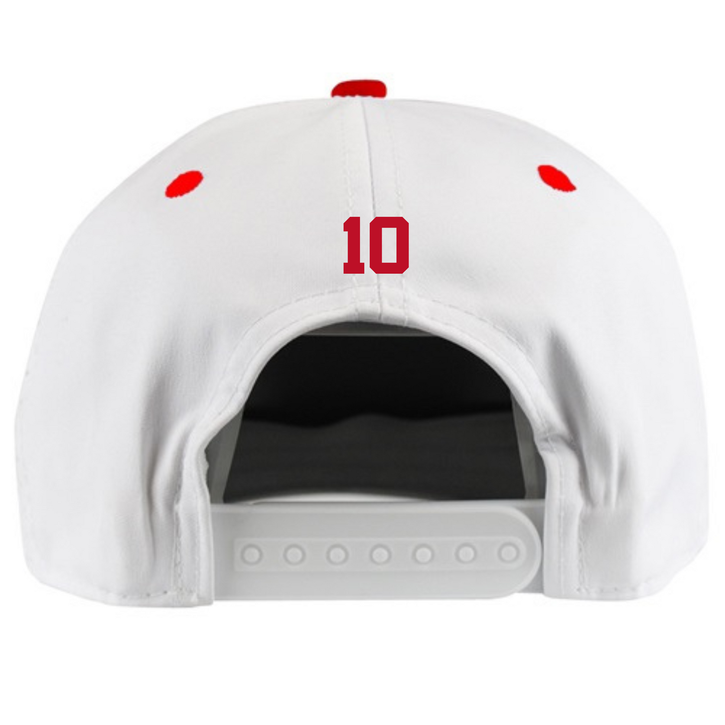 Youth/Adult Flat Bill Hat - White/Red