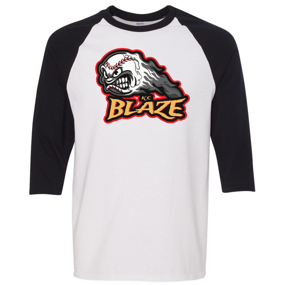 Raglan Three-Quarter Sleeve T-Shirt - KC Blaze