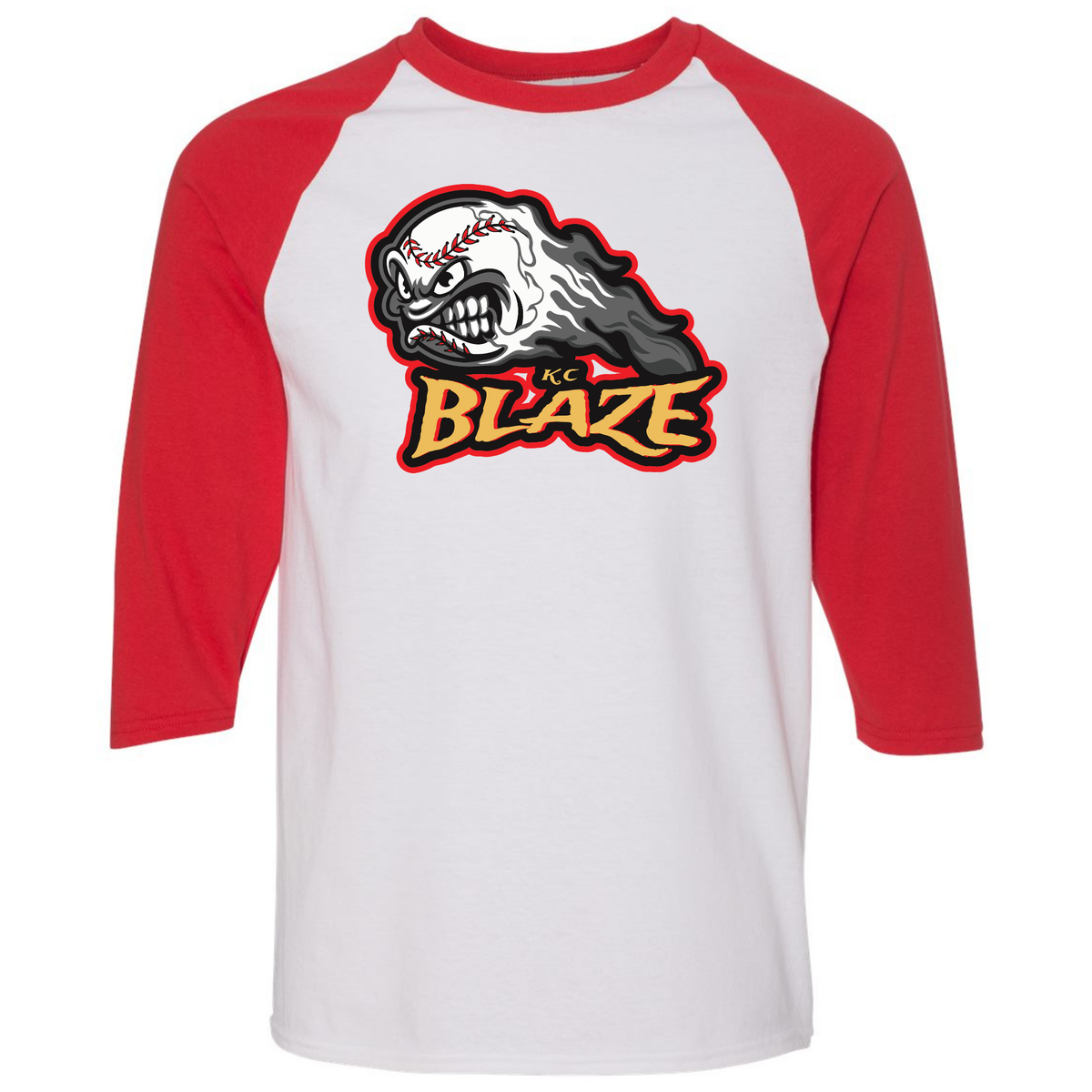 Raglan Three-Quarter Sleeve T-Shirt - KC Blaze